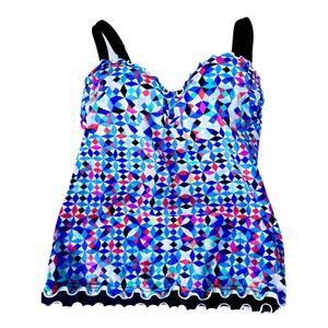 Profile by Gottex Swimsuit Tankini Multicolor Bright Swim Top Resort Size MED